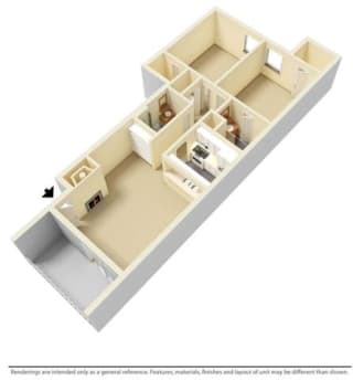 2 Bed, 2 Bath, 920 sq ft, Maple floor plan