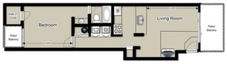 1 Bed,1 Bath, 620 sq ft, Sumac floor plan