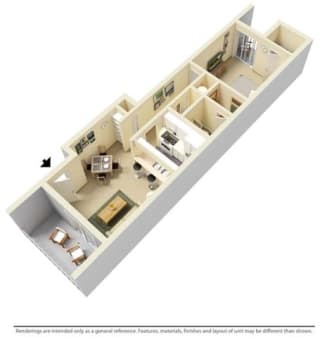 1 Bed,1 Bath, 620 sq ft, Sumac floor plan