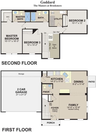 3 Bed, 2.5 Bath,1459 sq ft, Goddard floor plan