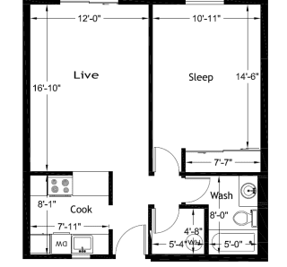 1 Bed - 1 Bath |585 sq ft 1 Bed 1 Bath