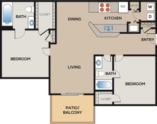 Floor Plan 2 Bedroom 2 Bathroom