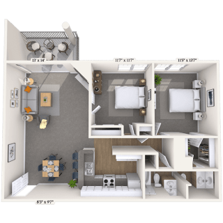 Floor Plan 2 Bedroom - Townhouse