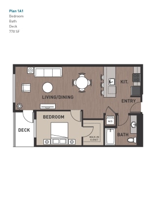 Floor Plan 1 Bedroom Plan 1A1