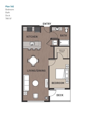 Floor Plan 1 Bedroom Plan 1A2