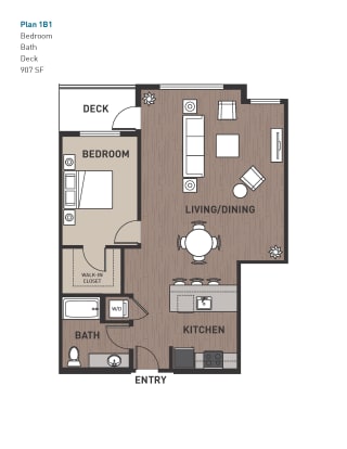 Floor Plan 1 Bedroom Plan 1B1