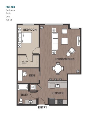 Floor Plan 1 Bedroom Plan 1B2