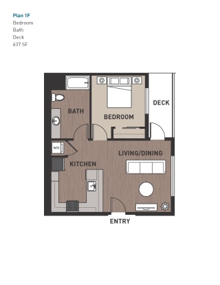 Floor Plan 1 Bedroom Plan 1F