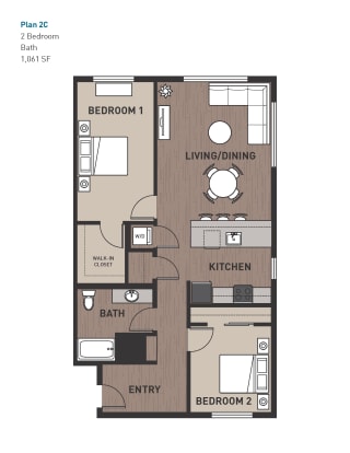 Floor Plan 2 Bedroom Plan 2C