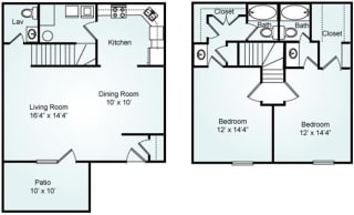 The Rosemont, 2 Bed, 2.5 Bath, 1280 sq. ft.