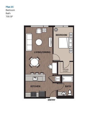 Floor Plan One Bedroom Plan 2C