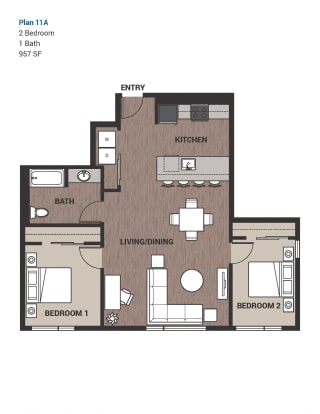 Floor Plan Two Bedroom Plan 11A