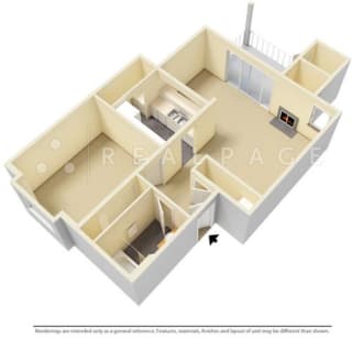 1 Bed - 1 Bath, 700 sq ft floor plan
