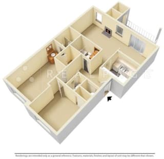 2 Bed - 2 Bath, 962 sq ft floor plan