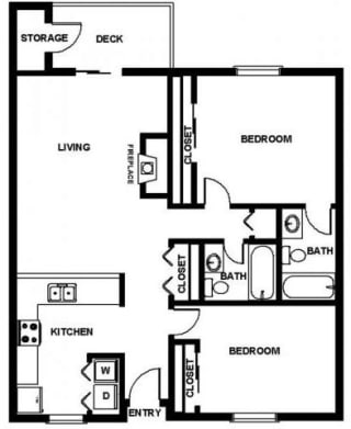 2 Bed, 2 Bath, 956 sq. ft. B2