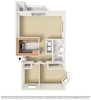 2 Bed - 1 Bath |865 sq ft 2 Bedroom 1 Bathroom floorplan