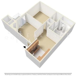 1 Bed - 1 Bath, 680 sq ft floor plan