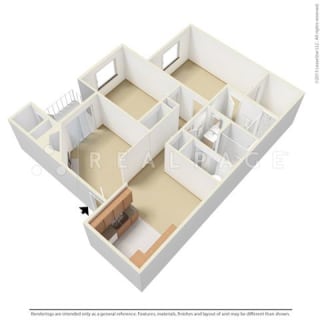2 Bed - 2 Bath, 1003 sq ft floor plan