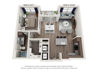 waters edge at mansfield a5.1 floor plan 1 bed 1 bath