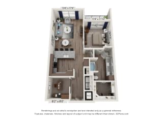 waters edge at mansfield a7 floor plan 1 bed 1 bath