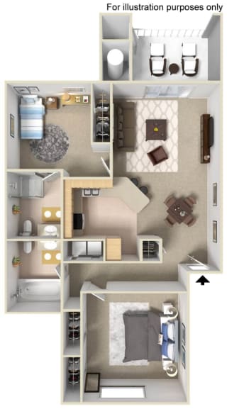 floor plan of three bedroom apartment