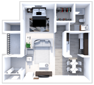studio floor plan at the heights apartments