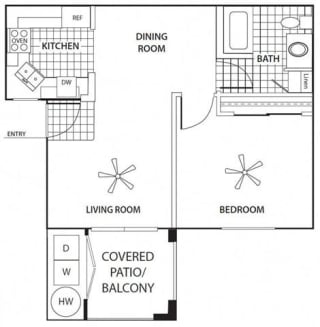 One Bedroom Floor Plan at Sagewood Apartments, Arizona, 86326
