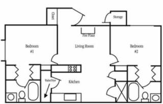 2 Bedroom Floor Plan at Country Club Meadows Apartments, Arizona