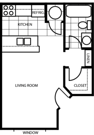 Studio Floor Plan at Woodlands Village Apartments, Arizona