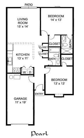 Pearl 2 Bedroom 2 Bathroom Duplex, 998 sq. ft., at Barton Farms Apartments and Duplexes in Greenwood, IN 46143