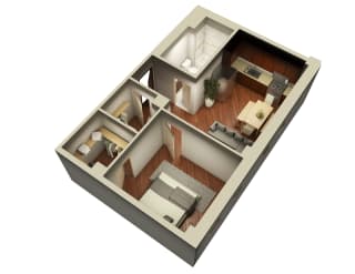 1 Bedroom 1 Bathroom, 632 sq ft, 3D floorplan at Somerset Place Apartments in Chicago, IL 60640