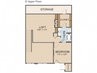 E Upstairs Floor Plan E Upstairs Floor Plan at The Residences at Park Place, Kansas, 66211