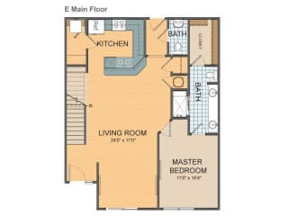 Parkside Townhome E Floor Plan at The Residences at Park Place, Kansas, 66211