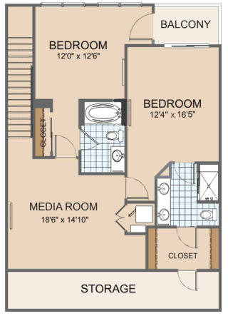 Parkside F Townhome Upper Floor Plan Parkside F Townhome Upper Floor Plan at The Residences at Park Place, Leawood, 66211