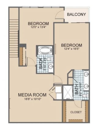 Parkside Townhome F2 Floor Plan at The Residences at Park Place, Leawood, KS