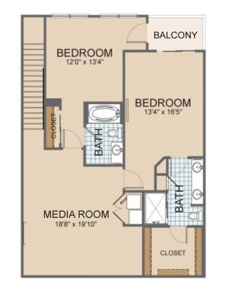 Parkside Townhome F3 Floor Plan at The Residences at Park Place, Kansas, 66211