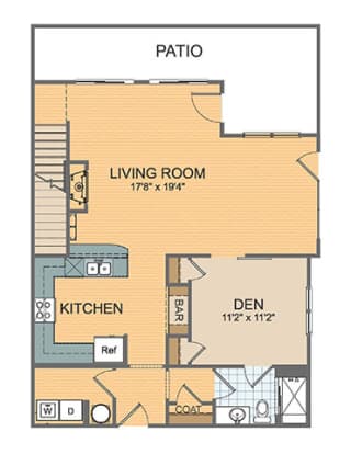 Parkside Floor Plan F Townhome- Main Floor at The Residences at Park Place, Leawood, Kansas