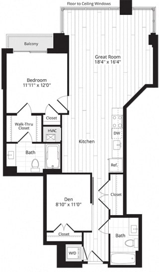 Floor Plan 1 BR Den 1X&#x2B;