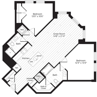Floor Plan 2 BR 2G