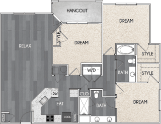 Our C2 three bedroom, two bath floor plan. Argento at Riverwatch Apartments in Augusta, GA. Our C2 three bedroom, two bath floor plan. Argento at Riverwatch Apartments in Augusta, GA.