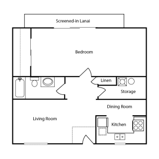 Winderjammer Floor Plan 1 bedroom 1 bathroom 810 sq ft