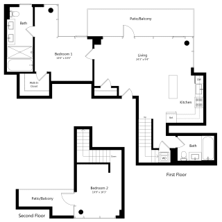 Floor Plan 1205 Collection 1 Bedroom Den - 2 Bath | Ad8