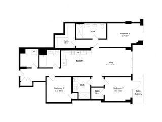 Floor Plan 1205 Collection 3 Bedroom - 3 Bath | C04