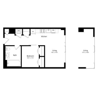 Floor Plan 1205 Collection 1 Bedroom - 1 Bath | Aj9