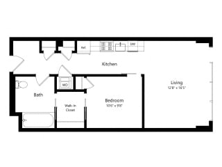 Floor Plan 1205 Collection 1 Bedroom - 1 Bath | A08