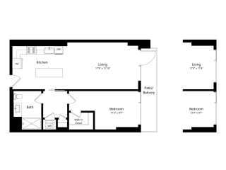 Floor Plan 1205 Collection 1 Bedroom - 1 Bath | A13