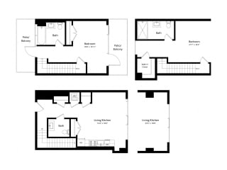 Floor Plan 1205 Collection 1 Bedroom Loft - 1.5 Bath | Al2