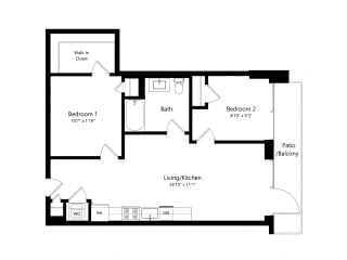 Floor Plan 1205 Collection 2 Bedroom - 1 Bath | Bj4