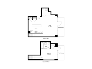 Floor Plan 1205 Collection 1 Bedroom Loft - 1.5 Bath | Al1