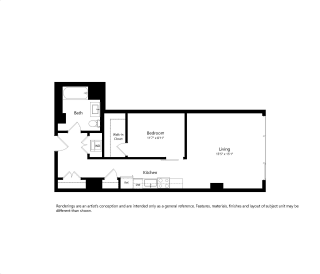 Floor Plan West Half 1 Bedroom - 1 Bath | A06